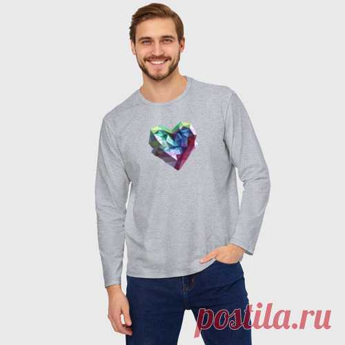 Мужской лонгслив oversize хлопок Геометрическое полигональное сердце - купить по цене 1855 руб в интернет-магазине Всемайки, арт 3643527