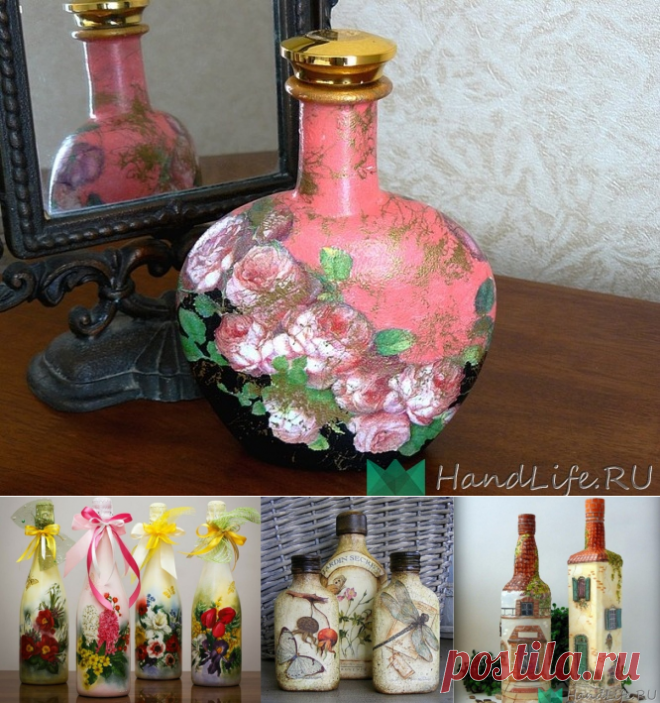 Декупаж бутылки (видео) / Декупаж