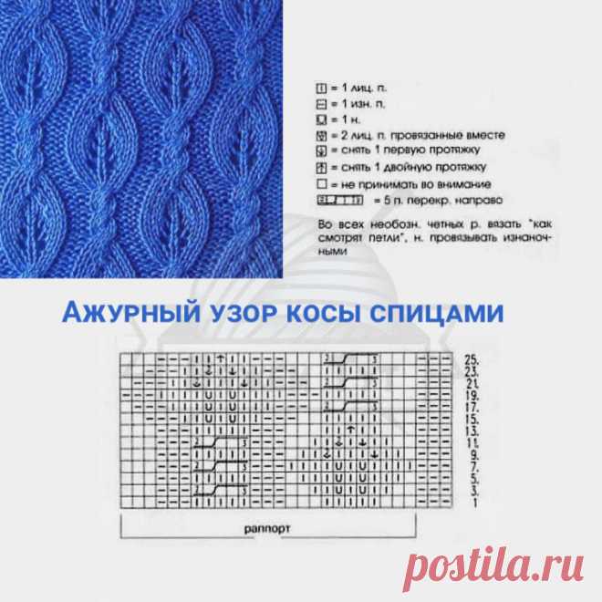 Ажурный узор косы спицами – Вяжем тут