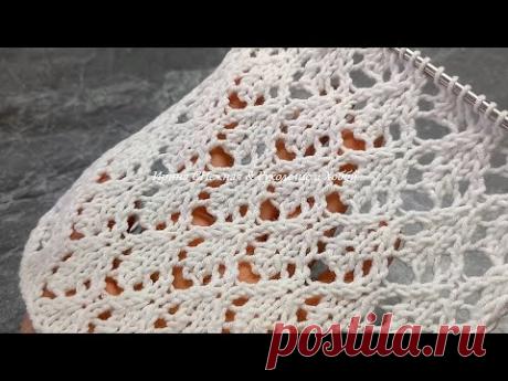 АЖУРНЫЕ НЕО-ЛИСТОЧКИ СПИЦАМИ - ВИДЕО + СХЕМА