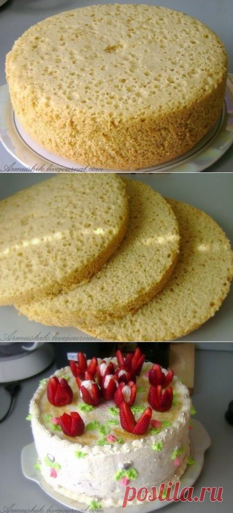 Как приготовить высокий, нежный бисквит для торта (без духовки) - рецепт, ингридиенты и фотографии