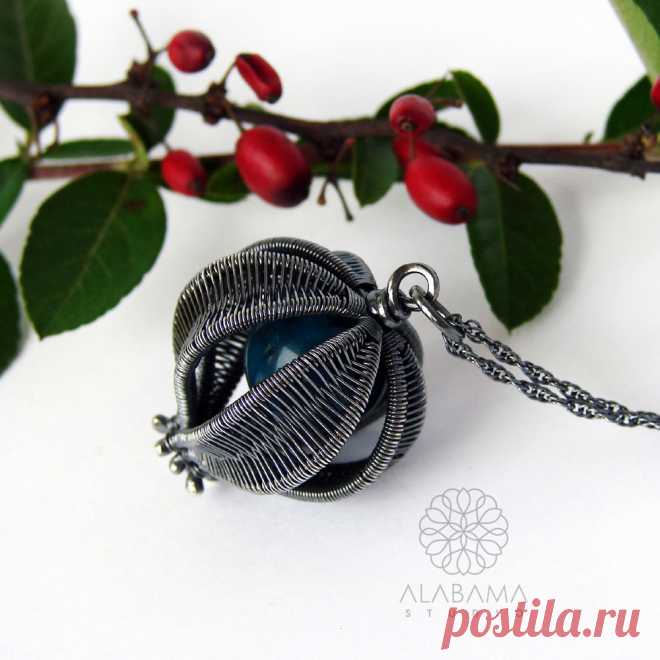 ALABAMA STUDIO - Turquoise seed - srebrny wisior z turkusowym agatem