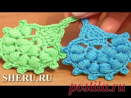 Crochet Leaf Library Урок 29 Пышные столбики в листике