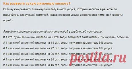 Как заменить уксус лимонной кислотой. Сохрани, что бы не потерять!