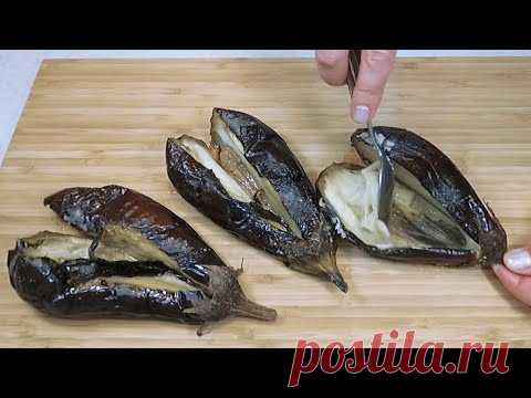 Закуска из запеченных баклажанов с чесноком и зеленью. Можно есть сразу, можно заготовить на зиму