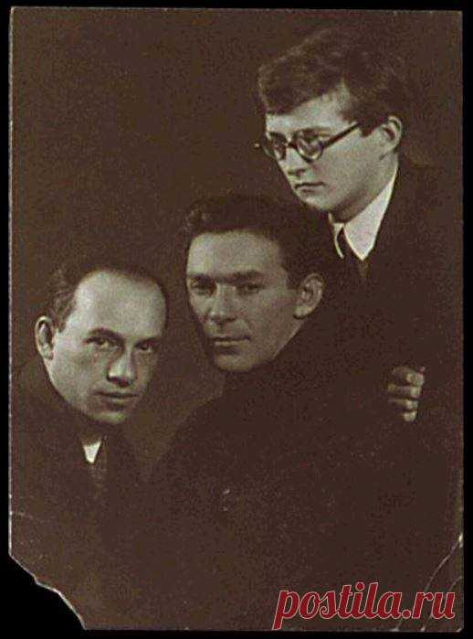 Dmitri Shostakovich with Isaak Dunayevsky and Leonid Utyosov during work on a three-act stage revue 