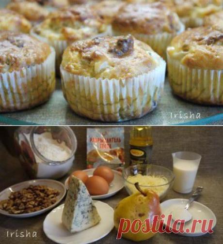 Кексы с голубым сыром, грушей и орехами : Выпечка несладкая
