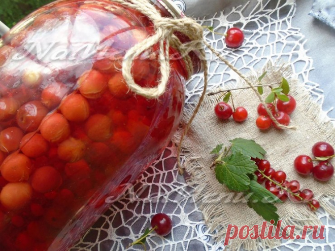 Компот из крыжовника, красной смородины и вишни: рецепт с фото