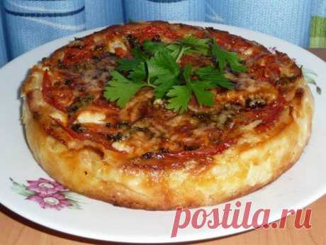 Кабачковая запеканка с помидорами.