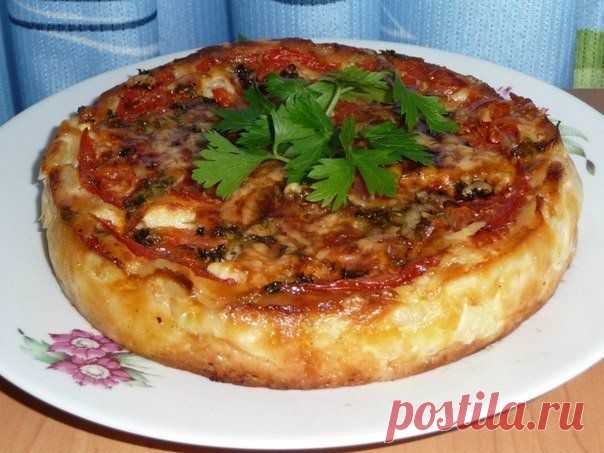 Кабачковая запеканка с помидорами.