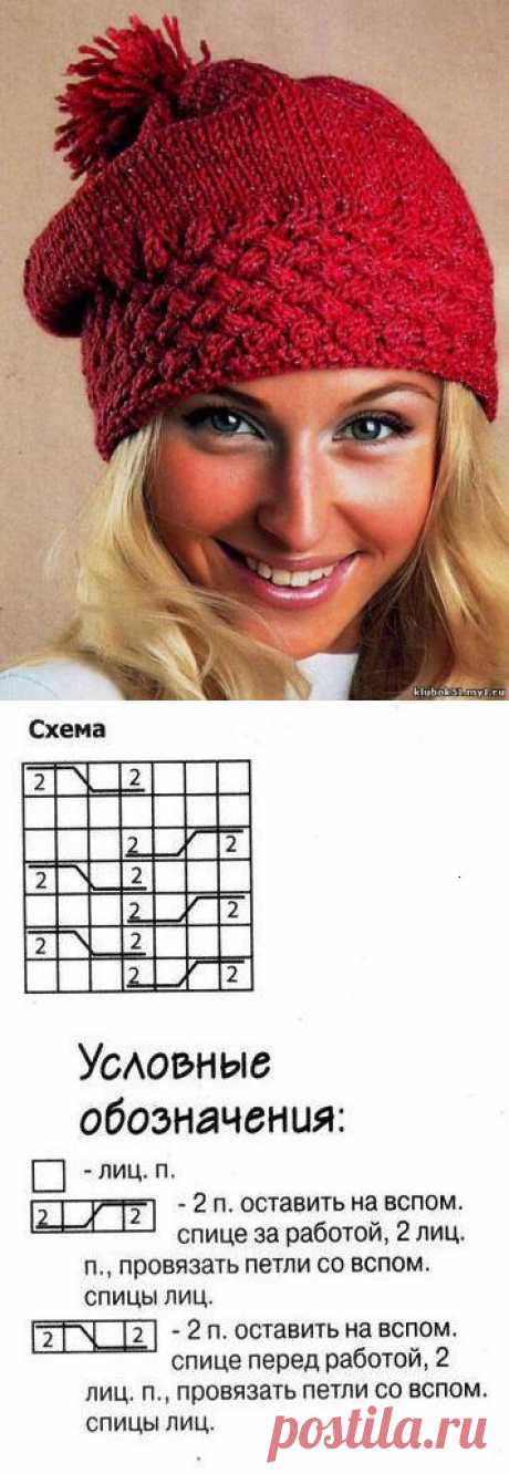 Женская шапка вязаная спицами | петелики