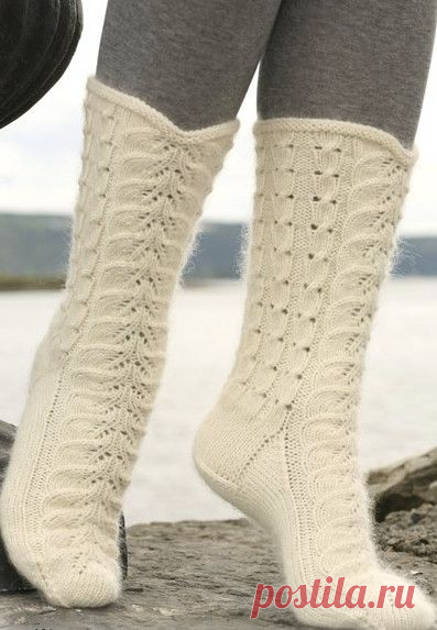 Вязаные спицами ажурные носки. Женские вязаные носки | 3vision - Fashion blog