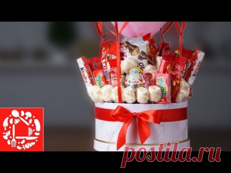 Букет из Конфет для детей на Воздушном Шаре! Как сделать букет в коробке своими руками.
