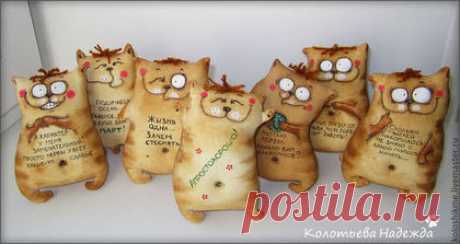 Купить Коты шкодные - коричневый, коты, позитив, примитив, примитивы, кот, кофе, кофейный