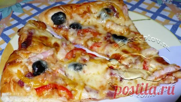 Пицца с колбасой и оливками | Ваши любимые рецепты