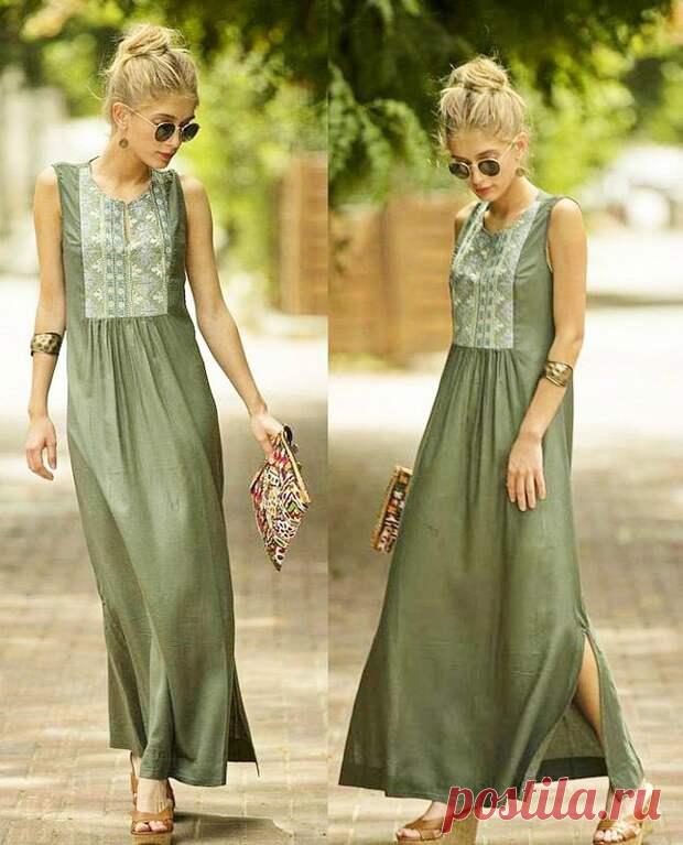 Платье-трапеция в стиле бохо с рельефом