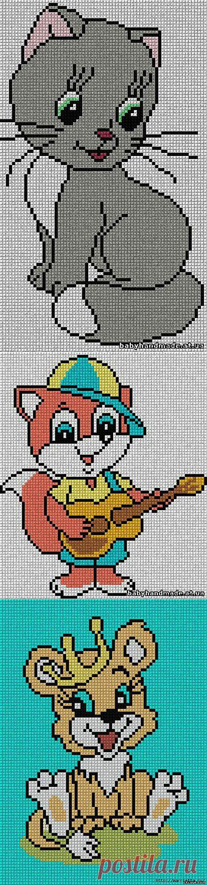 Схемы вышивки для детских вязаных вещей.