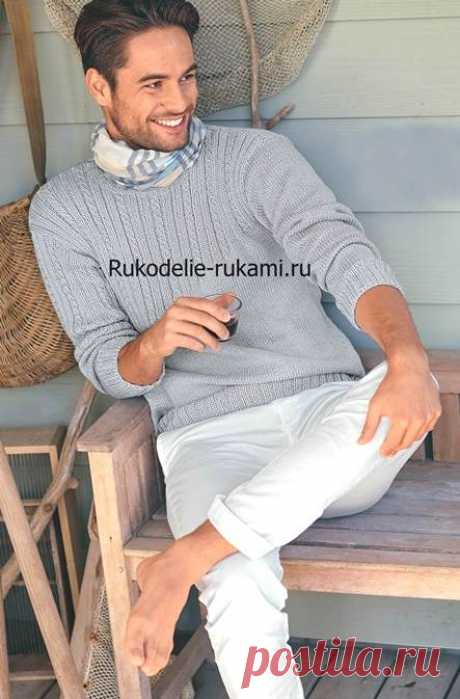 Мужской джемпер спицами
