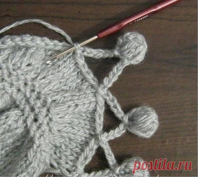 How to crochet pompons to trim the edge of the product