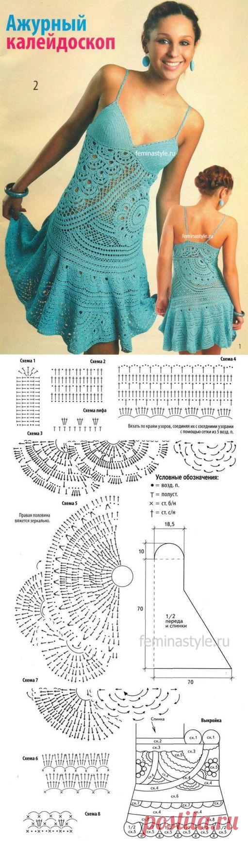 Бирюзовое платье в технике Freeform крючком / Рукоделие / Домоводство / Женские секреты / Женский стиль