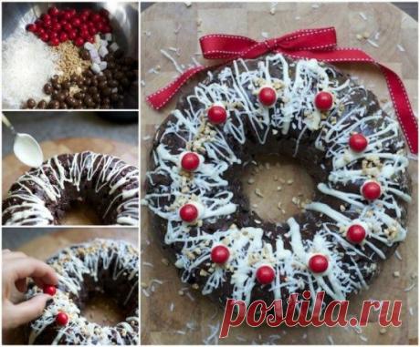 Каменистой Дороге Венок Торт Идеально Подходит Рождества