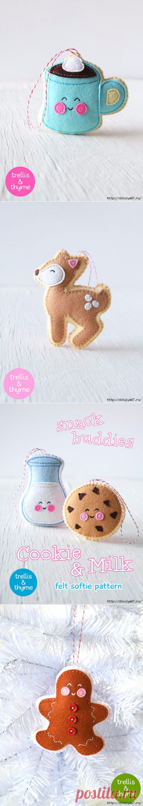 Новогоднии идеи - подборка фетровых елочных игрушек.