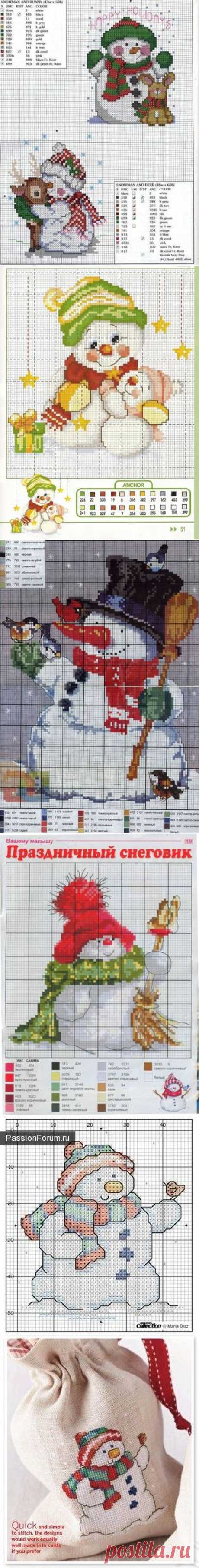 Друг Снеговик... крестиком. Алфавиты.