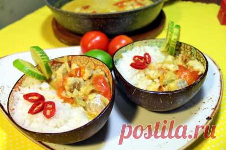 ​Рыбное карри. Белая рыба под кокосовым соусом карри