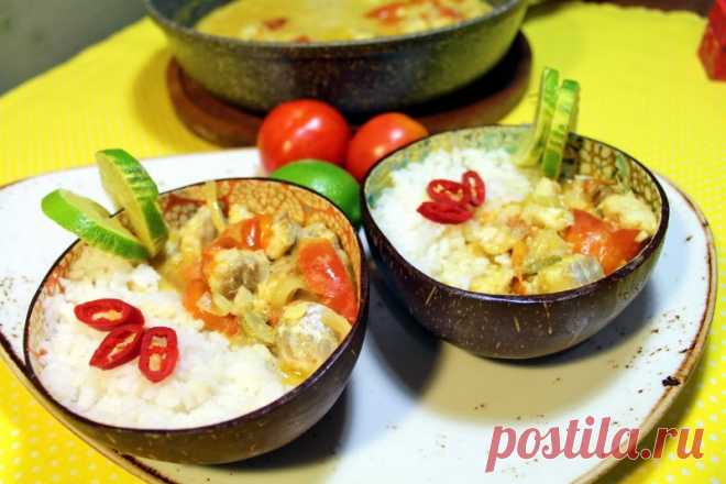 ​Рыбное карри. Белая рыба под кокосовым соусом карри