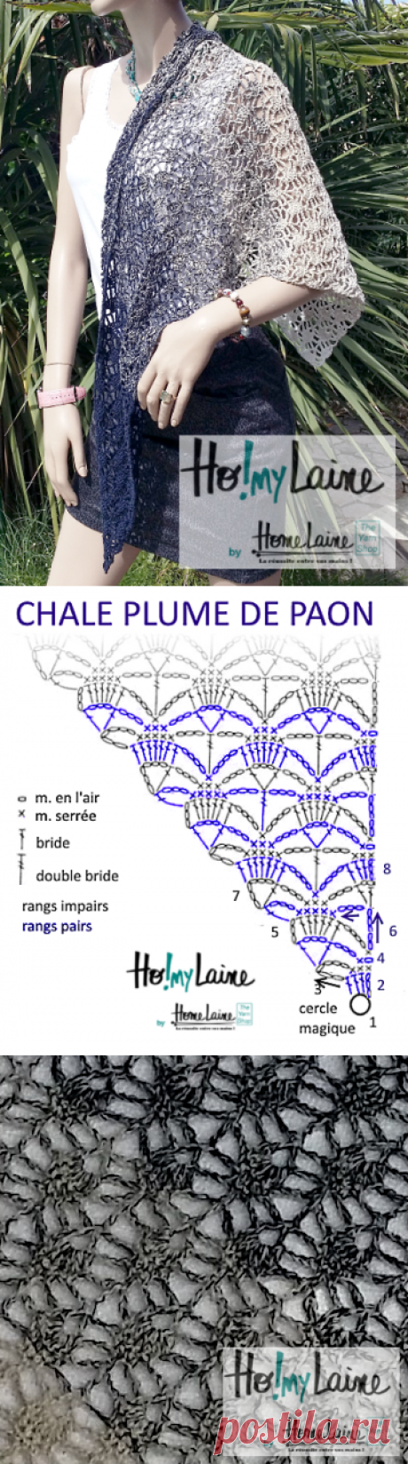 Chèche « Plume de paon » : modèle gratuit | | Homelaine.fr Dealer de laine &amp; patrons