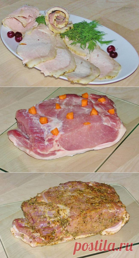 Нашпигованный морковью и чесноком свиной карбонад