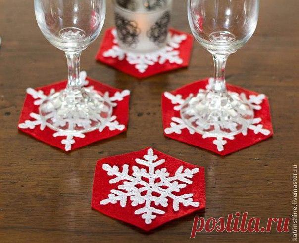 Новогодние подставки под бокалы со снежинками — Сделай сам, идеи для творчества - DIY Ideas
