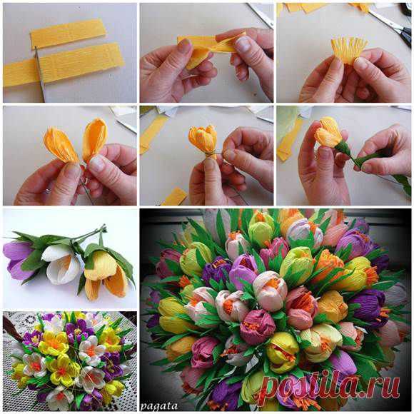 DIY Beautiful Bouquet of Crepe Paper Crocuses | iCreativeIdeas.com