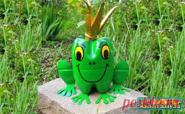 Поделки для сада из пластиковых бутылок. Царевна-лягушка