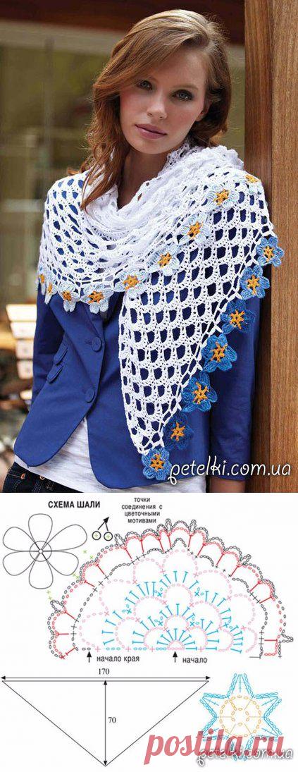 Нежная шаль с цветочной каймой.