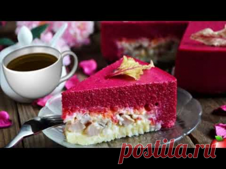 Салат ,, Селедочный чизкейк " , очень нежный,вкусный и красивый)