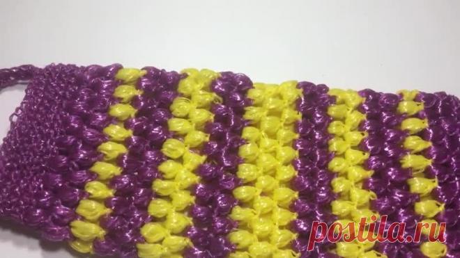 Красивая мочалка без вытянутых петель