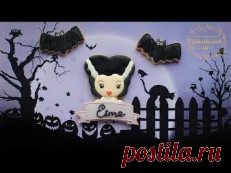 Halloween Cookies -  BRIDE OF FRANKENSTEIN Halloween cookie tutorial (HOW TO)