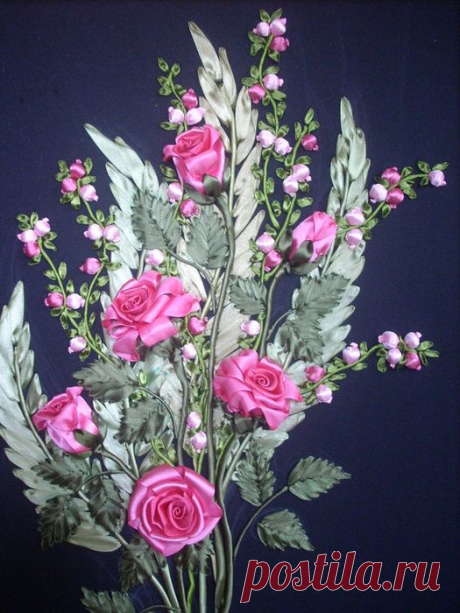 Вышивка лентами. Идеи.