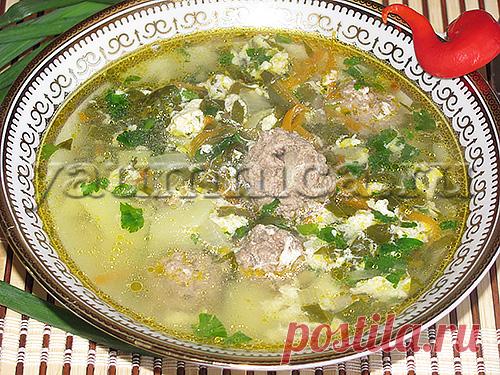 Зеленый борщ с фрикадельками рецепт