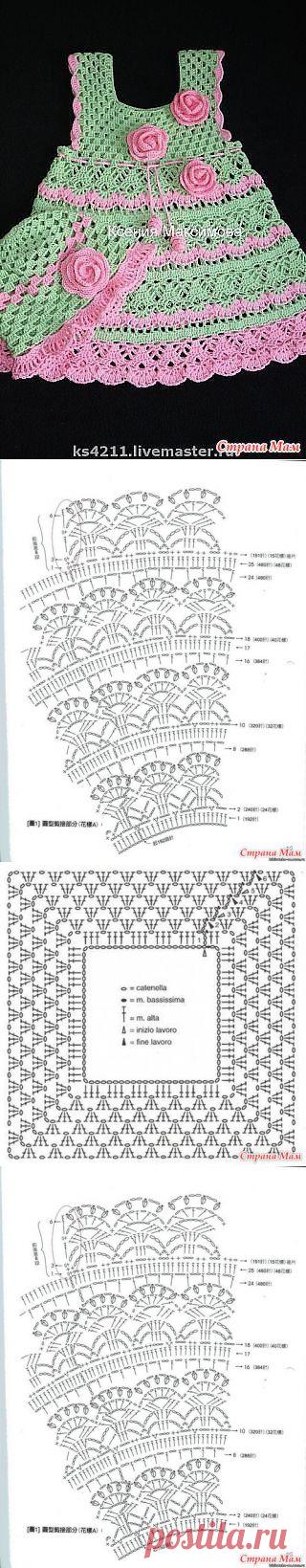 Летнее ажурное платье для девочки - крючком.