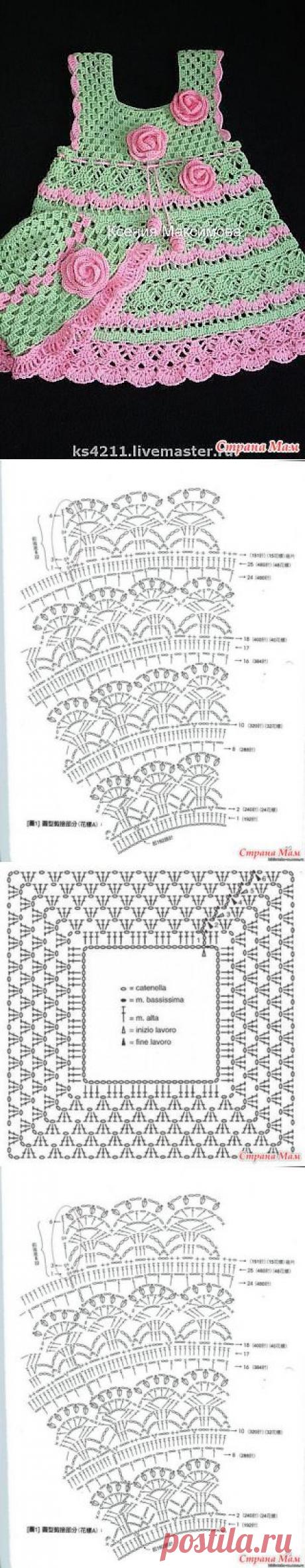 Летнее ажурное платье для девочки - крючком.