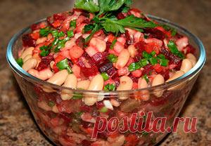 Винегрет с фасолью и мочеными яблоками:Рецепт №1