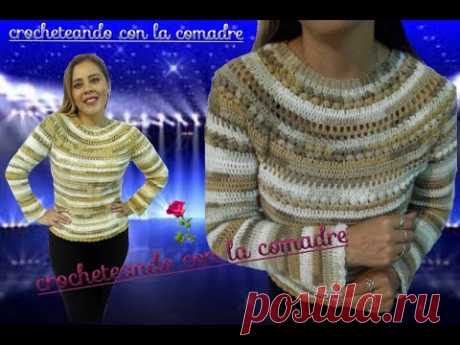tutorial sueter Michelle parte 2 facil y rapido crocheteando con la comadre