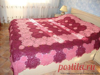 Вязание крючком с золотом Покрывало.