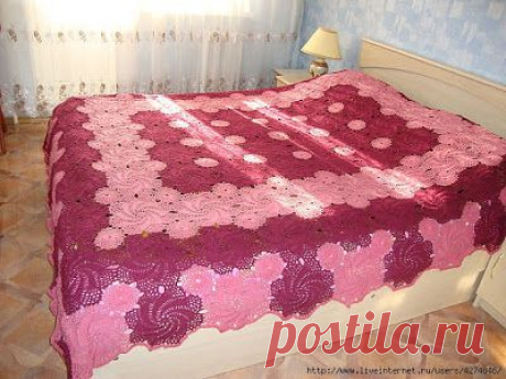 Вязание крючком с золотом Покрывало.