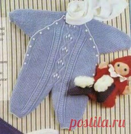 КОМБИНЕЗОН для новорожденного спицами