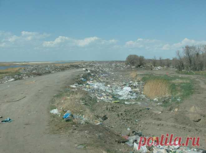 вот такие кучи мусора можно видеть на автотрассе Благовещенка -Кулунда