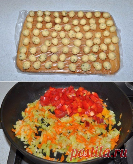 Очень вкусный овощной суп с сырными клецками-шариками