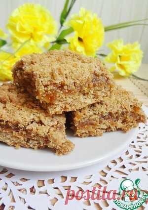Овсяный насыпной пирог с абрикосовым джемом - кулинарный рецепт